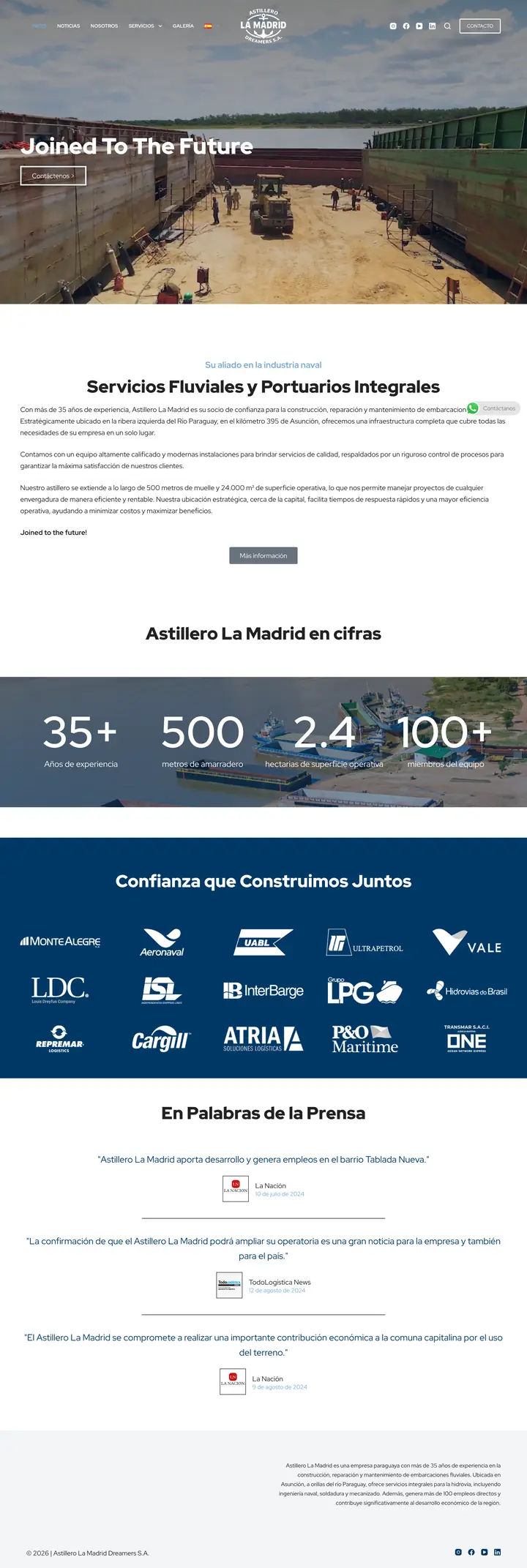 Página de inicio de astillerolamadrid.com.py